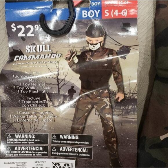 Boys NWT Skull Commando halloween dress up Costume With Accessories For Size 4-6 - Picture 2 of 7